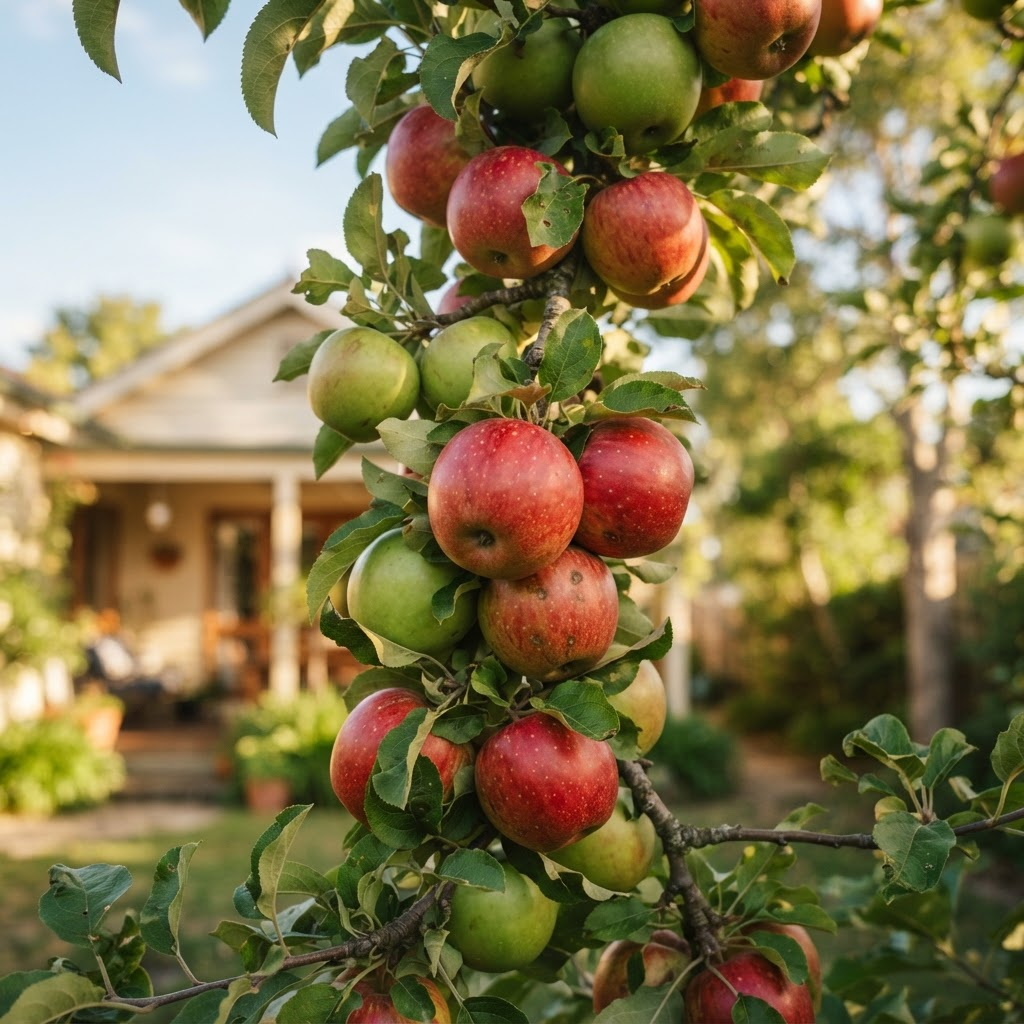 A close-up of ripe fruit growing on a backyard tree
